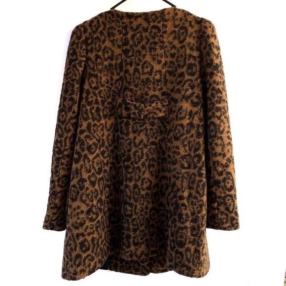 NWT ZARA Jacquard Wool Blend Animal Cheetah Leopard Print Coat Size M - Picture 6 of 8